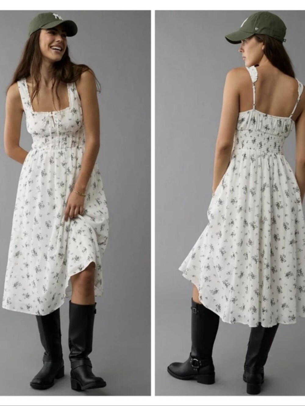 AEO Corset Floral Midi Dress Size L